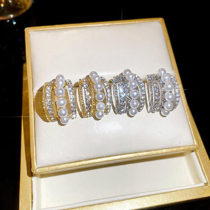 Funky Gold Plated Zircon Hoops - 2 Pcs