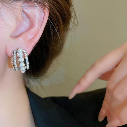 Funky Gold Plated Zircon Hoops - 2 Pcs