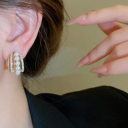 Funky Gold Plated Zircon Hoops - 2 Pcs