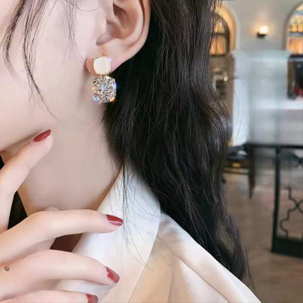 Fashion Rhinestone Square Earrings For Women (PJT-984)