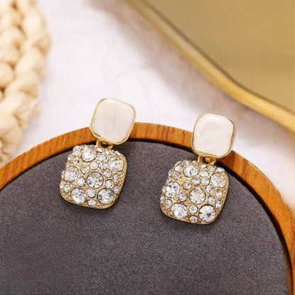Fashion Rhinestone Square Earrings For Women (PJT-984)