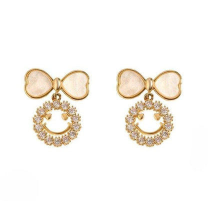 Smiley Face Zircon Korean Earrings (PXT-988)