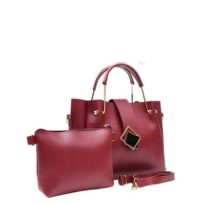 Chic Women's Faux Leather Shoulder Bag - 2 Pcs