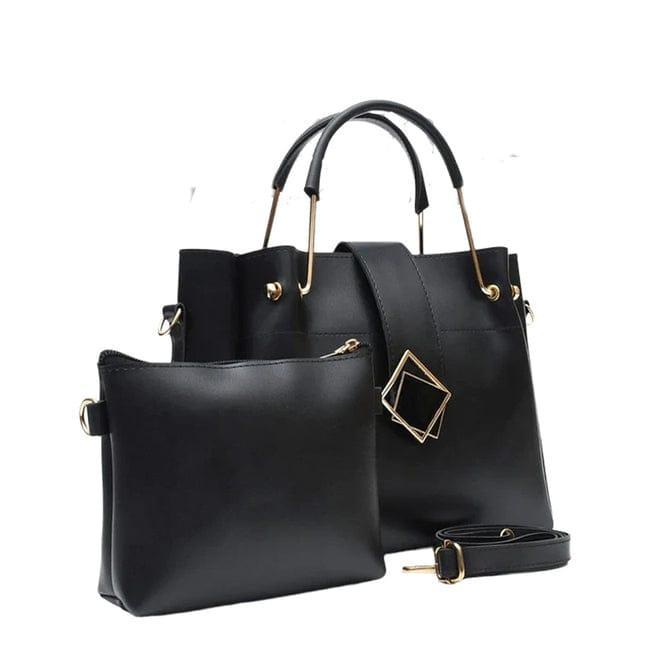 Chic Women's Faux Leather Shoulder Bag - 2 Pcs
