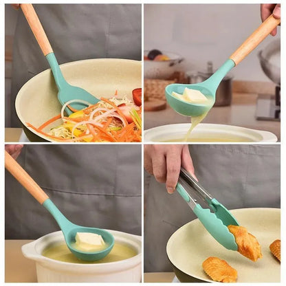 16 Pcs Silicone Spoon Set – Perfect for Cooking and Serving