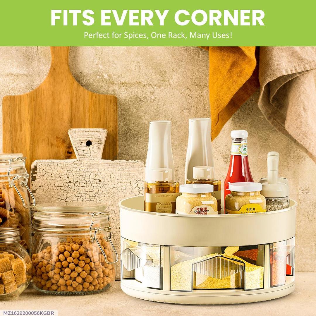 Multifunctional Large-Capacity Rotating Spice Rack with Seasoning Jars