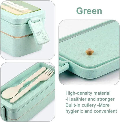 2 Layer Bento Box With Fork & Spoon