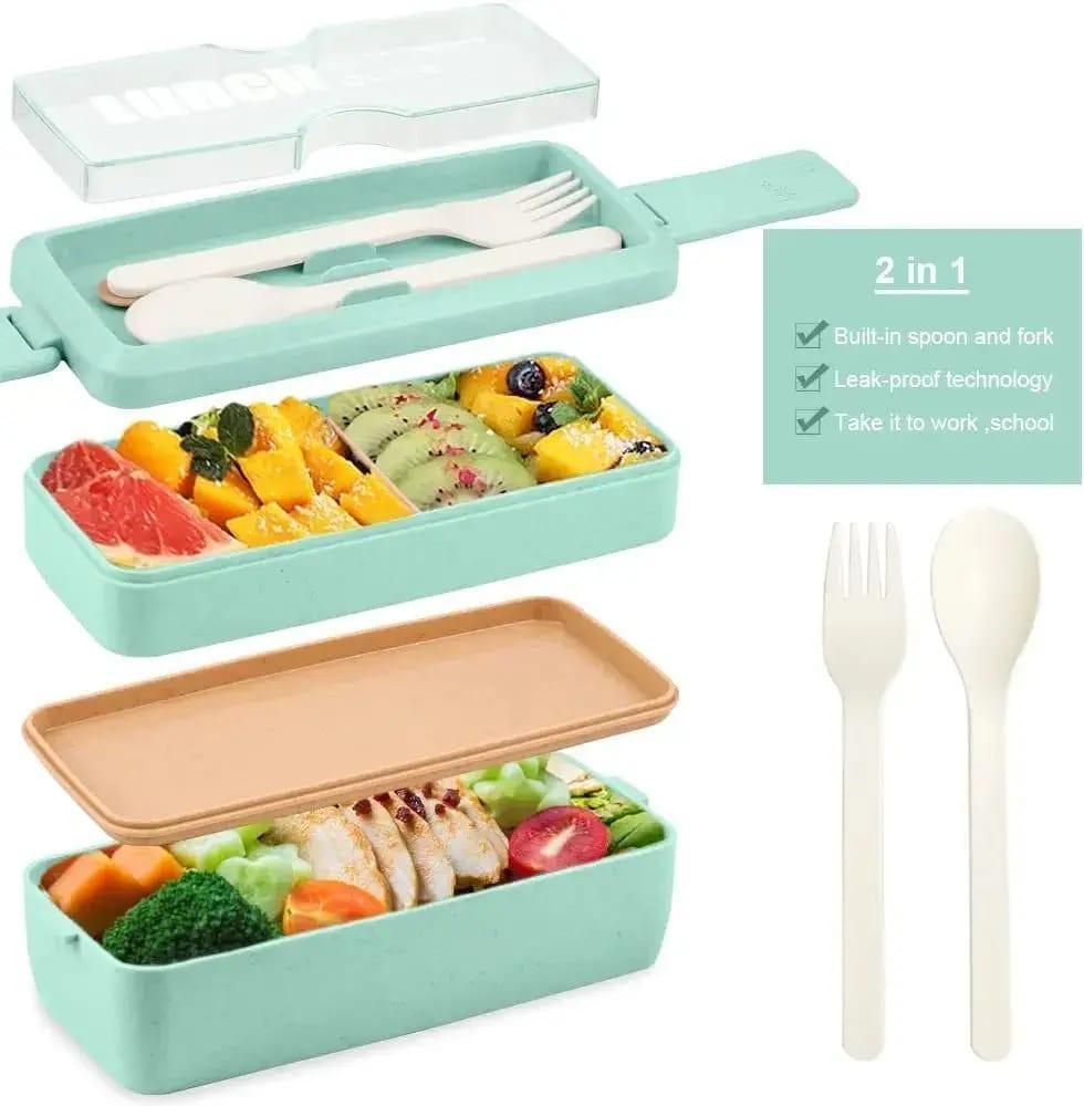 2 Layer Bento Box With Fork & Spoon