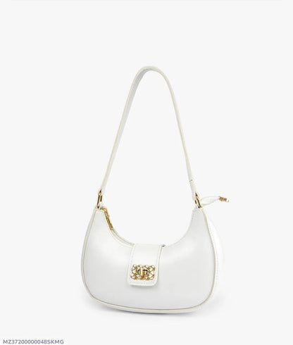 Girl's PU Leather Plain Shoulder Bag Moon Shap Bag