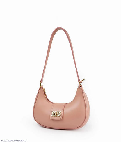 Girl's PU Leather Plain Shoulder Bag Moon Shap Bag