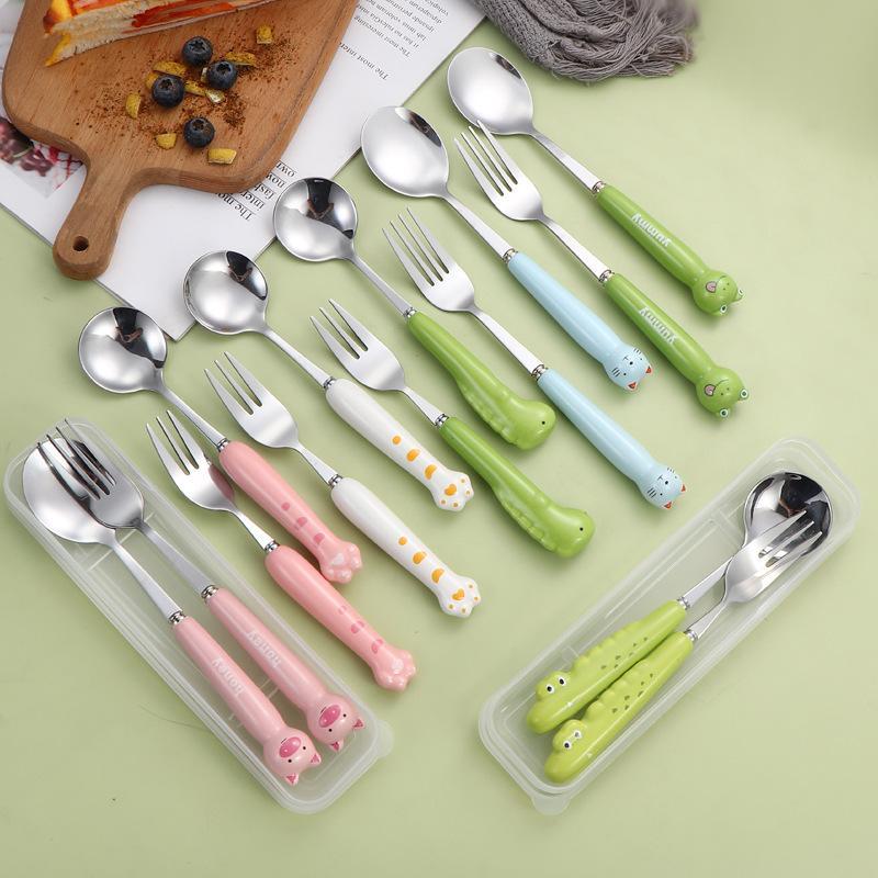 2 Pcs Multicolor Stainless Steel Cutlery Set