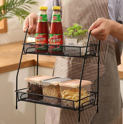Kitchen Rack Storage Basket 2 black