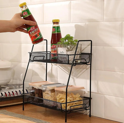 Kitchen Rack Storage Basket 2 black