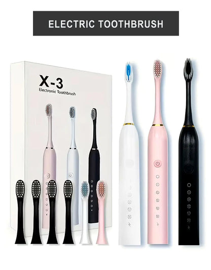 Rechargeable X-3 Sonic Electric Toothbrush with 4 Detachable Bristles