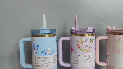 1200ml Stainless Steel Stanley Tumbler Glossy Marble Shades