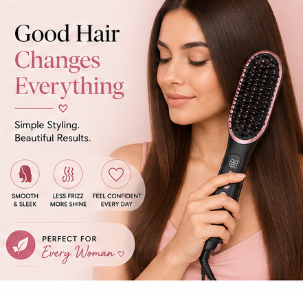 2-in-1 Hair Straightener Brush